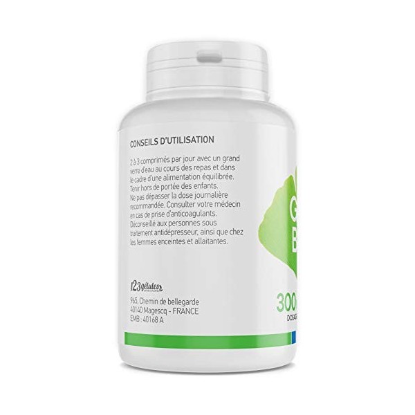 Ginkgo Biloba - 300 mg - 300 comprimés - 123gélules