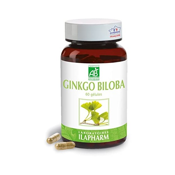 Laboratoires Ilapharm - GINKGO BILOBA BIO - Performances cérébrales -Flacon de 60 gélules