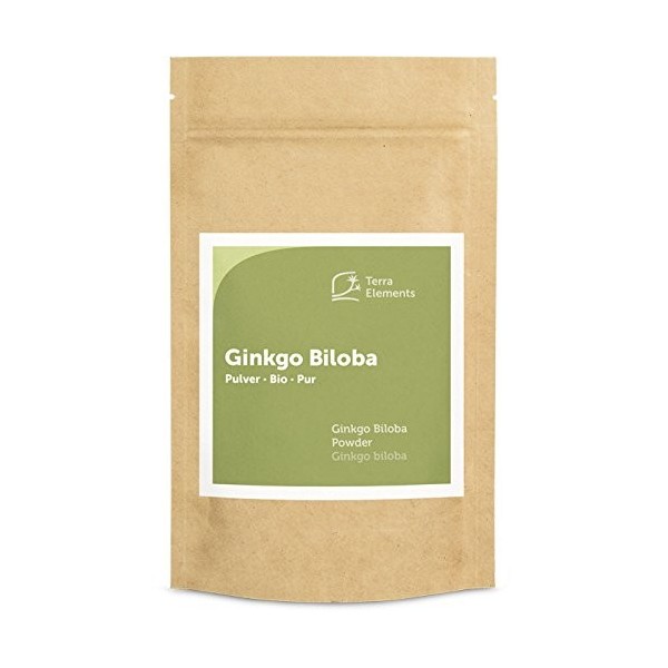 Terra Elements Ginkgo biloba bio en poudre 100 g I 100% pure I vegan I qualité crue