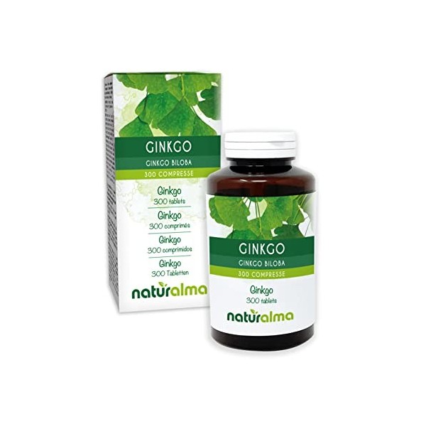 Ginkgo Ginkgo biloba feuilles Naturalma | 150 g | 300 comprimés de 500 mg | Complément alimentaire | Naturel et Végétalien