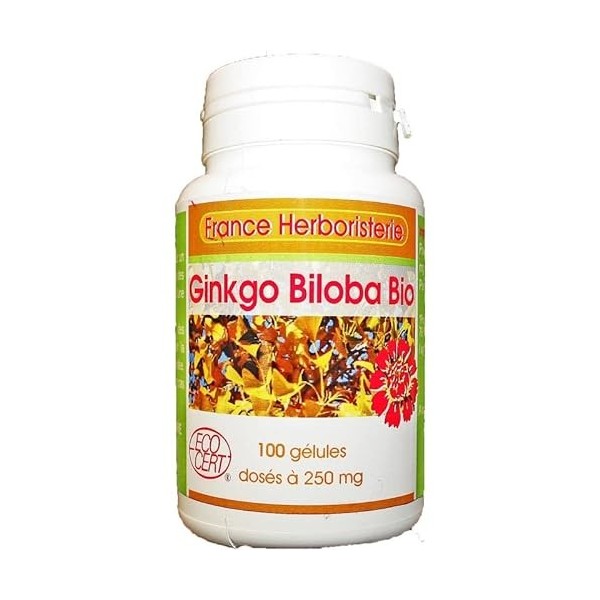 GELULES GINKGO-BILOBA 100 gélules dosées à 250 mg.