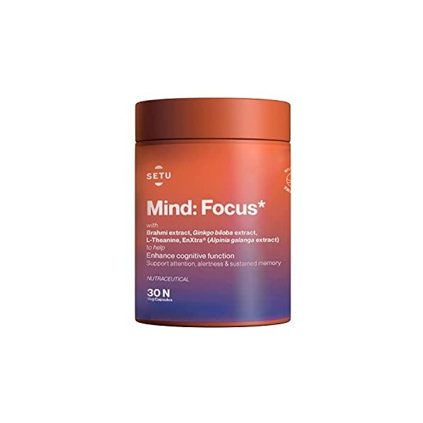 Green Velly Setu Mind Focus Capsules - 30 Caps Pack of 1 | L-Theanine, Brahmi & Ginkgo Biloba | Brain Booster - Helps Impro