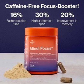 Green Velly Setu Mind Focus Capsules - 30 Caps Pack of 1 | L-Theanine, Brahmi & Ginkgo Biloba | Brain Booster - Helps Impro
