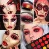 Palette De Fard à Paupières Rouge Hautement Pigmentée, Afflano Longue Durée Red Eye Shadow Palette Maquillage Halloween 18 Co