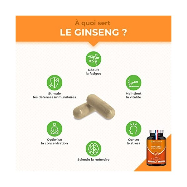 Ginseng Rouge et Blanc - 100% Naturel - Ratio d’Extraction 10:1- Dosé à 15% en Ginsénosides - Réduction de la fatigue - Aide 