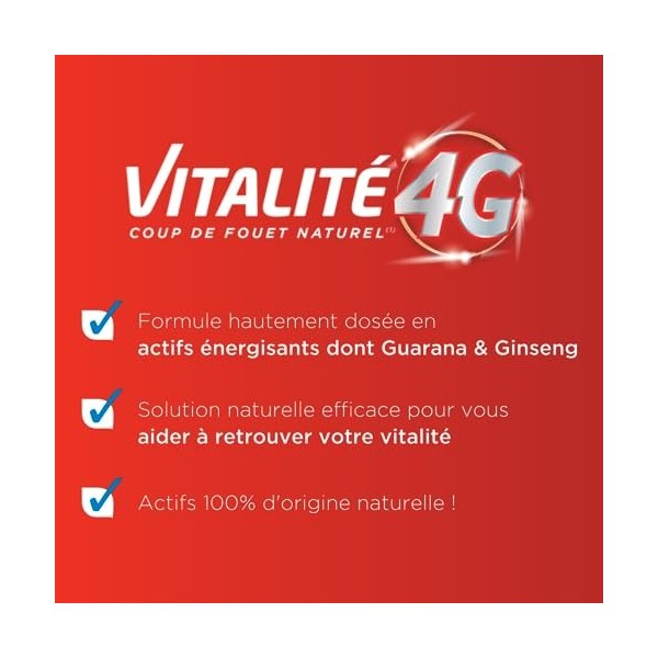 Forté Pharma - Vitalité 4G Défenses | Ginseng, Gingembre, Guarana et Gelée Royale, Propolis - Complément Alimentaire Energie 