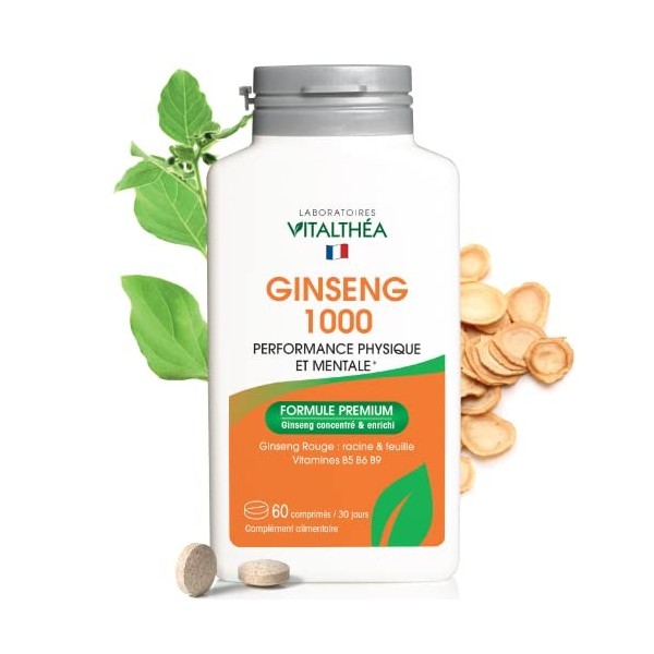 GINSENG ROUGE PREMIUM I Meilleure combinaison Vitamines Minéraux : Racine 150mg , Feuille Panax Ginseng Asiatique 40mg , B5