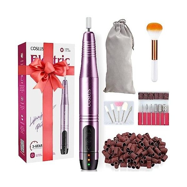 Ponceuse pour Ongles, 20000 tr/min Professionnelle Ongles Manucure et avec 45 Kits, Rechargeable, Kit de Coupe Ongles avec Po