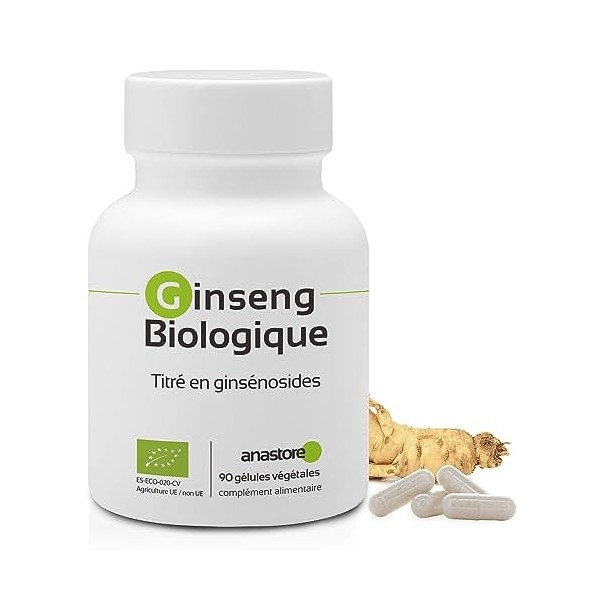 GINSENG ROUGE BIOLOGIQUE * 200 mg / 90 gélules végétales * Titré à 15% en ginsénosides totaux * Cardiovasculaire, Energie, Éq