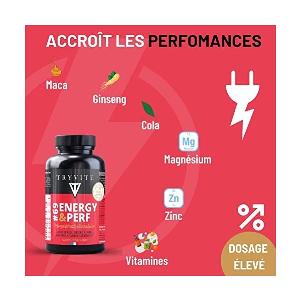 TRYVITE ENERGY&PERF | Energie vigueur performances Masculine | Ginseng | MACA | COLA | vitamines et minéraux