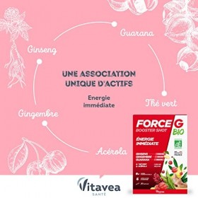 Vitavea - Force G Booster Shot BIO - Complément alimentaire Fatigue Tonus et Défenses naturelles - Ginseng, Guarana, Gingembr