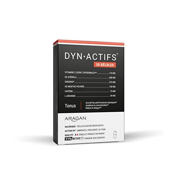 ARAGAN - Synactifs - Dynactifs - Complément Alimentaire Anti-Fatigue - Ginseng, Acérola, Caféine, Vitamine C et Menthe Poivré