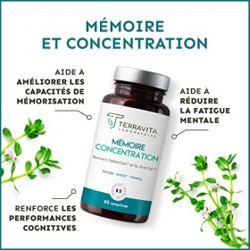 Mémoire Concentration | Ginseng Rouge de Corée + Bacopa + Actif Breveté EnXtra | 5 Heures de Vivacité et de Clarté Intellectu