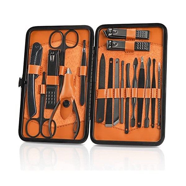 OWill Kit de manucure, 18 pièces, coupe-ongles, kit de pédicure, kit de soins des ongles, outils professionnels , cadeau pour