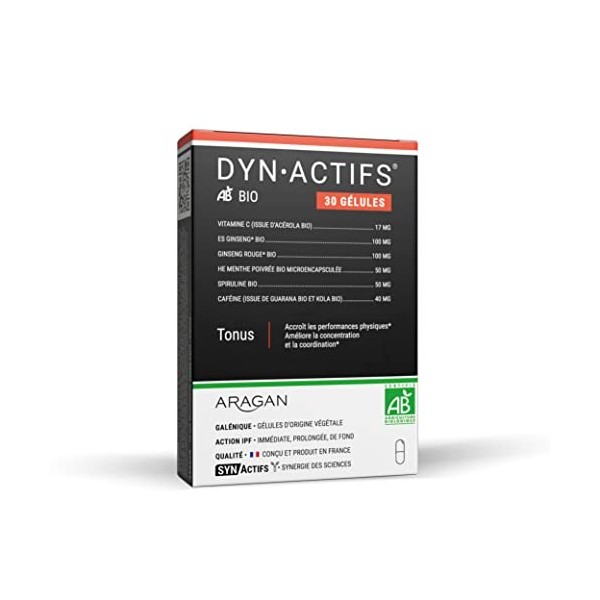 ARAGAN - Synactifs - Dynactifs Bio - Complément Alimentaire Tonus et Vitalité - Ginseng, Caféine, Guarana, Acérola et Vitamin