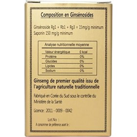 GINSENG ROUGE Coréen 50G EXTRA GOLD - Extrait Concentré 6 ans dâge - Saponine Supérieur à 150mg [Ginsenosides Rg1+Rb1+Rg3 - 