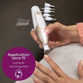 Beurer MP 64 Set de manucure/pédicure, kit de soin des ongles électrique avec batterie, 10 accessoires pour le soin des ongle