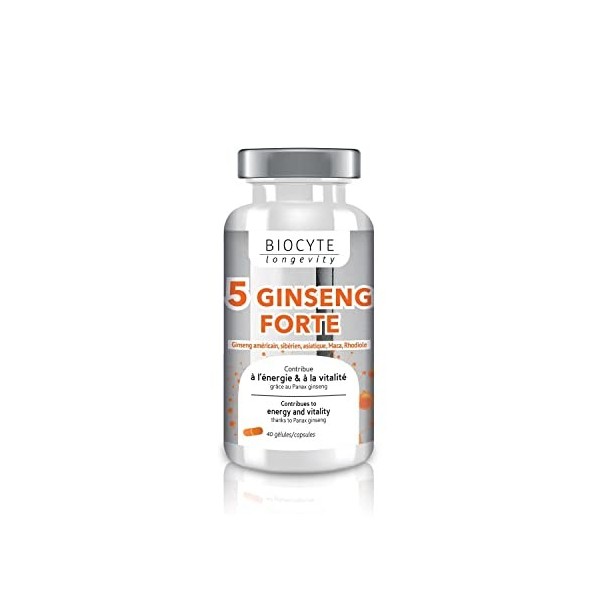 BIOCYTE 5 Ginseng Forte - Complément Alimentaire Energie et Vitalité - A base de Ginseng Américain, Sibérien, Coréen, Maca, R