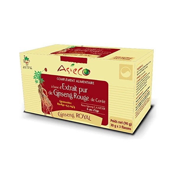 3 Flacons dExtrait de Ginseng Rouge de Corée Royal de 30g - 100% Concentré de Racine de 6 ans dâge - Produit de Qualité - A