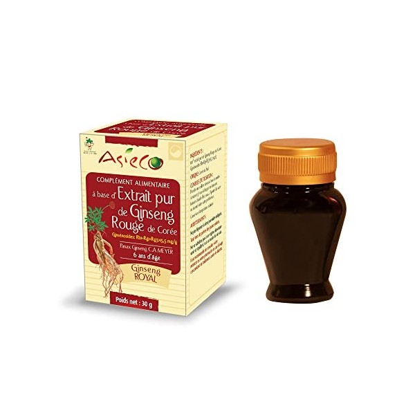 3 Flacons dExtrait de Ginseng Rouge de Corée Royal de 30g - 100% Concentré de Racine de 6 ans dâge - Produit de Qualité - A