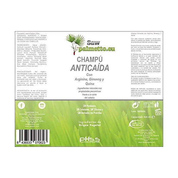 Champú Anti Caída Con Ginseng Y Quina 500 ml