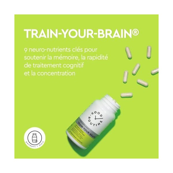 TRAIN-YOUR-BRAIN® 60 Gélules Molles - Supplément Cérébral, Surmenage et deffort Intellectuel, 9 Neuro-nutriments Clés, Cit