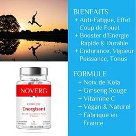 Energisant Puissant | Booster dEnergie à Effet Rapide, Puissance & Endurance | Noix de Kola, Ginseng Rouge, Vitamine C | Veg