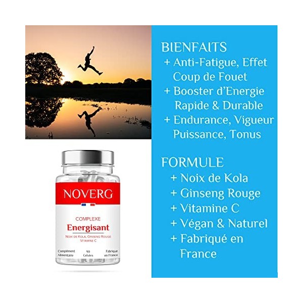 Energisant Puissant | Booster dEnergie à Effet Rapide, Puissance & Endurance | Noix de Kola, Ginseng Rouge, Vitamine C | Veg