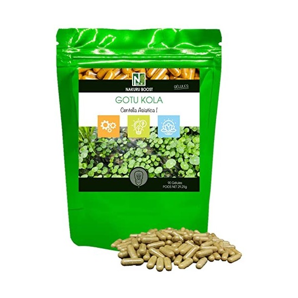 NAKURU | Gotu Kola | 90 Gélules de 325mg | Gamme Boost | Fabriqué en France | "Centella Asiatica !" | 90 Gélules de 325mg / 