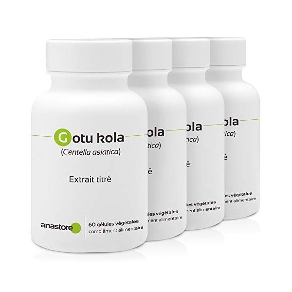 GOTU KOLA CENTELLA ASIATICA * PACK 3+1 GRATUIT * 100 mg / 240 gélules * Titré à 20% en triterpènes, à 8% en asiaticoside et