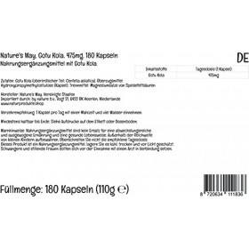 PremiumVital, Natures Way, Gotu Kola Nombril Indien , 475mg, 180 Capsules vegétaliennes, avec Pilulier Pratique, Testé en L