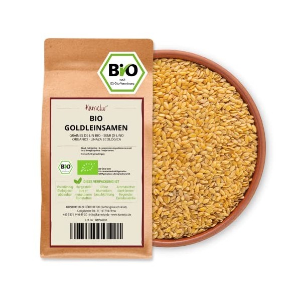 Kamelur Graines de lin bio dorées issues de lagriculture européenne 1 kg – Graines de lin bio sans additifs