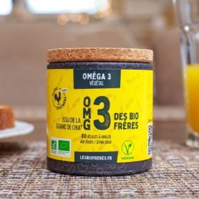 Oméga 3 – Huile de Chia bio – 80 gélules végétales à avaler – Compléments alimentaires – 40 jours de cure – Les Bio Frères – 