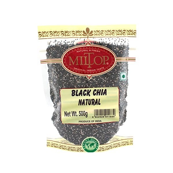 Miltop Chia Seeds 500g - Non-GMO Seeds, Rich in Omega -3 & Fibre, Healthy Snacks