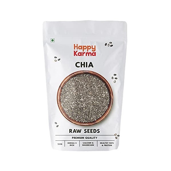 Happy Karma Chia Seeds 150g, Raw Chia Seeds for Eating