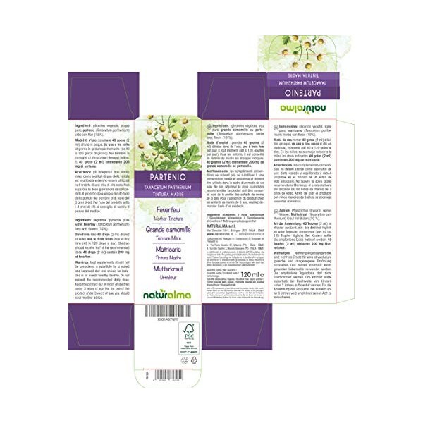 Grande camomille ou Partenelle Tanacetum parthenium herbe avec fleurs Teinture Mère sans alcool Naturalma | Extrait liquide