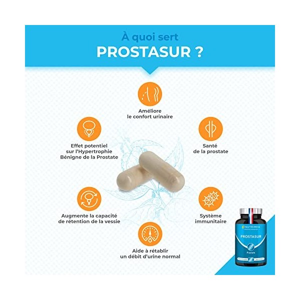 Protection de la Prostate & Confort Urinaire - Efficace contre l’HBP et les Mictions - Actifs Naturels - Ortie, Palmier Nain 