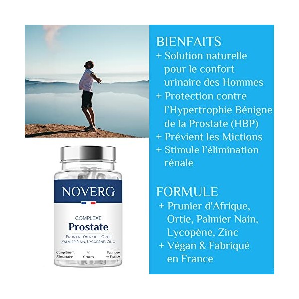 Complexe Prostate | Confort Urinaire Homme | Ortie, Palmier Nain et Prunier d’Afrique | Vegan | 60 Gélules | 30 Jours | Fabri