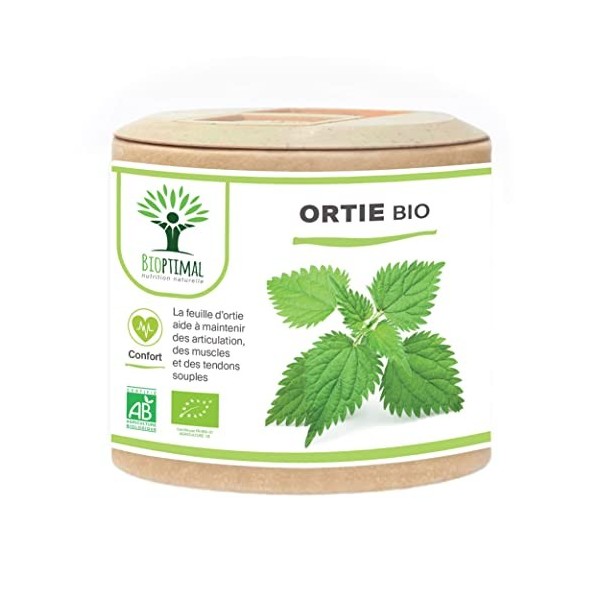 Ortie Bio - Bioptimal - Complément Alimentaire - Silicium Organique - Poudre de Feuille Ortie Pure - Articulation Peau Circul