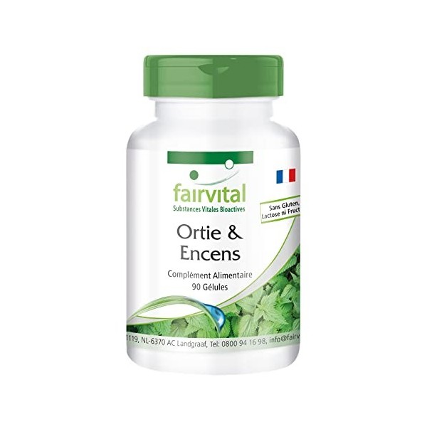 Fairvital | Ortie et encens - 20 jours - VEGAN - Fortement dosé - 4000mg dextrait de Feuilles d‘Ortie par dose journalière -