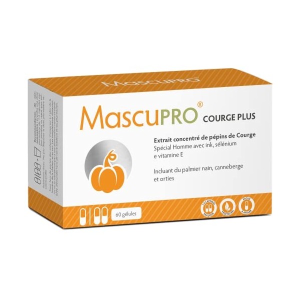 MascuPRO Courge Plus - vegan - Citrouille Extraite 20:1 , Ortie, Saw Palmetto - 60 Gélules - Complément alimentaire