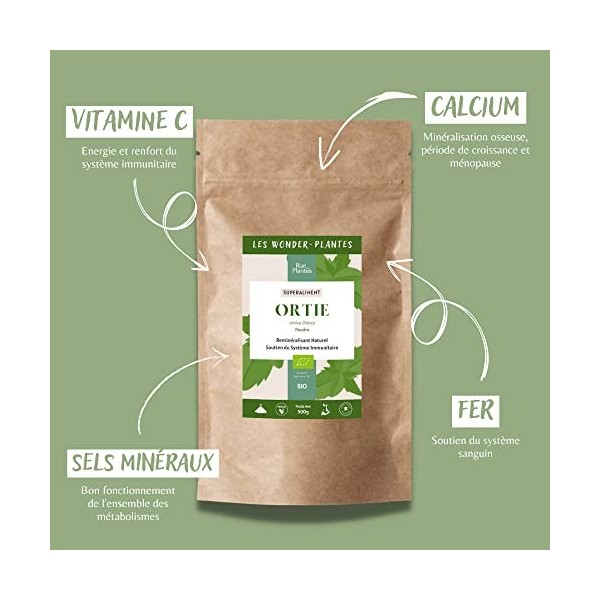 Ortie piquante feuille bio 500g - Riche en Minéraux, source de Vitamine C, Calcium et Fer – Fortifiant naturel