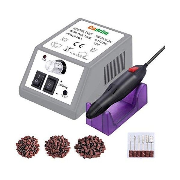 Ponceuse Pour Ongles Professionnel, Cadrim Manucure éléctrique 20000 RMP Lime à Ongles électrique Pédicure Machine 6 Forets à