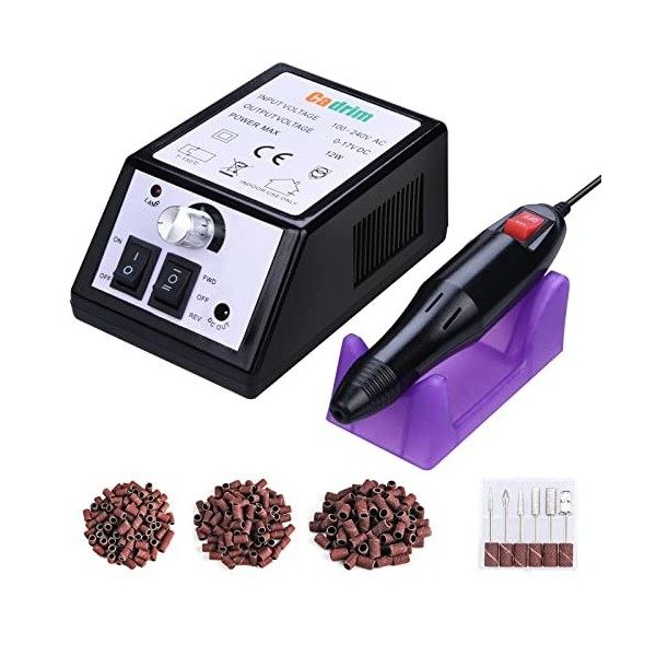 Ponceuse Pour Ongles Professionnel, Cadrim Manucure éléctrique 20000 RMP Lime à Ongles électrique Pédicure Machine 6 Forets à