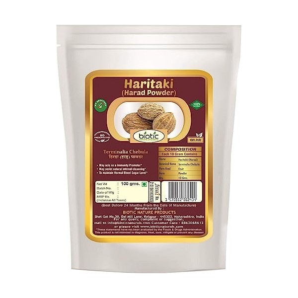 NACHT Haritaki Poudre Terminalia Chebula Harad Powder/Hirada Powder - 100 GMS.