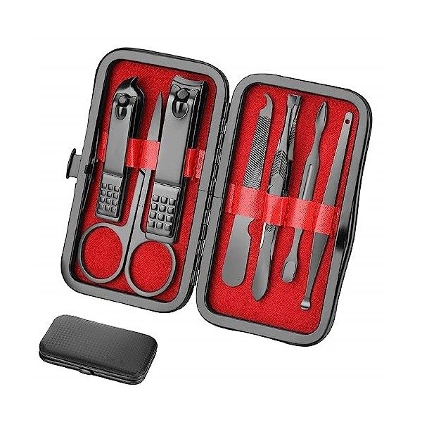 Ensemble de Manucure, Ensemble de Coupe-ongles Essentiel de Voyage Portable 8 en 1, Mode Professionnel Coupe-ongles en acier 