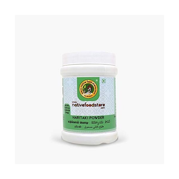 Nativefoodstore Haritaki Powder/Kadukkai Powder-100gms, Haritaki Fruit Powder, Terminalia chebula, Kadukkai, Inknut, Karakkay