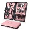 Kit Manucre Pedicure - Coupe Ongle Professionnel Coupe Cuticule Acier Inoxydable - Trousse Manucure Pedicure Set de 18pcs ave