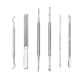 Ensemble de 6 pièces Pédicure Outils, à double extrémité pour ongles incarnés et lime à ongles,Pousse Cuticules Metal,Acier I