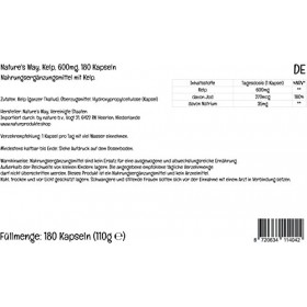 PremiumVital, Natures Way, Kelp Whole Thallus Thalle Entier , 600mg, 180 Capsules végétaliennes, avec Pilulier Pratique, Te